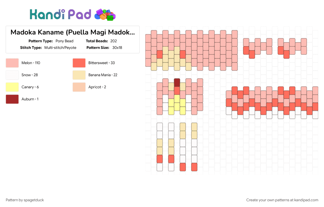 Madoka Kaname (Puella Magi Madoka Magica) - Pony Bead Pattern by spagetduck on Kandi Pad - 