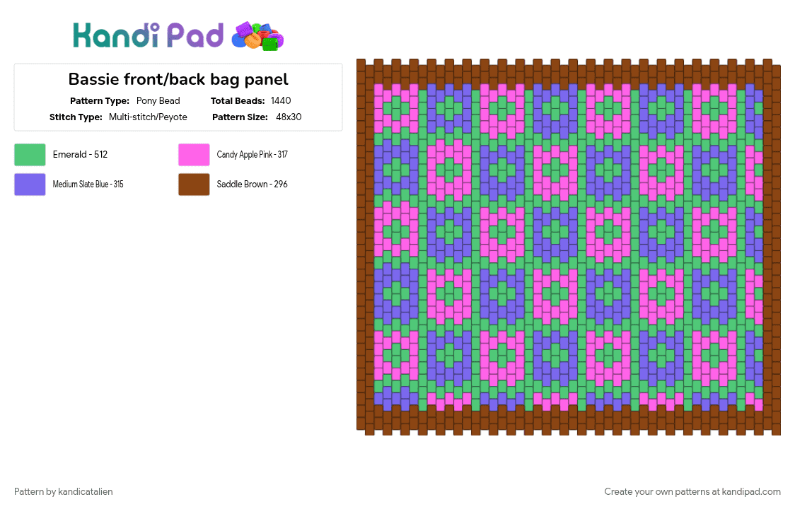 Bassie front/back bag panel - Pony Bead Pattern by innio on Kandi Pad - 