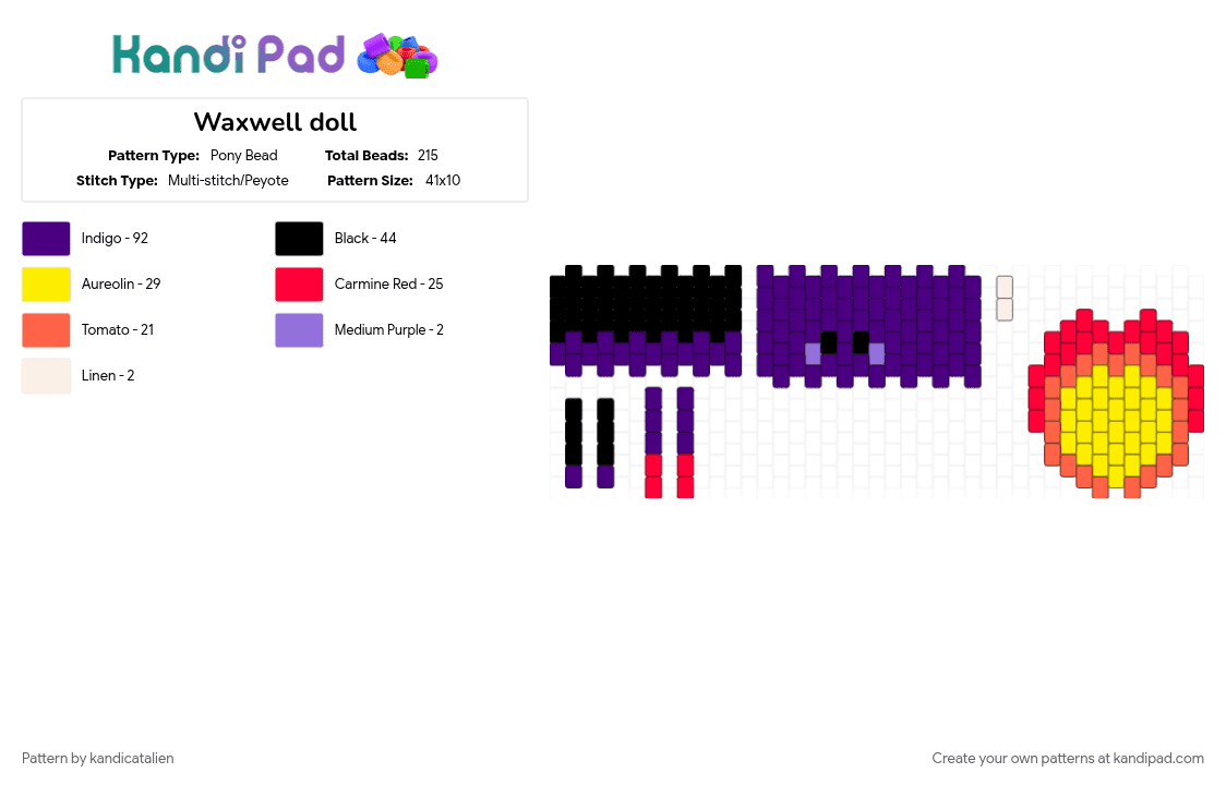 Waxwell doll - Pony Bead Pattern by innio on Kandi Pad - 
