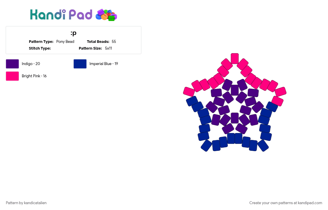 :p - Pony Bead Pattern by kandicatalien on Kandi Pad - bisexual, pink, purple