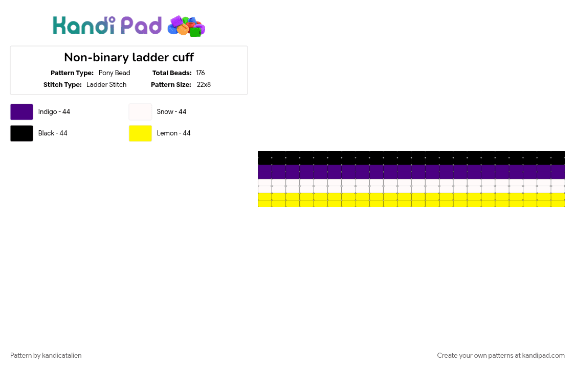 Non-binary ladder cuff - Pony Bead Pattern by kandicatalien on Kandi Pad - 