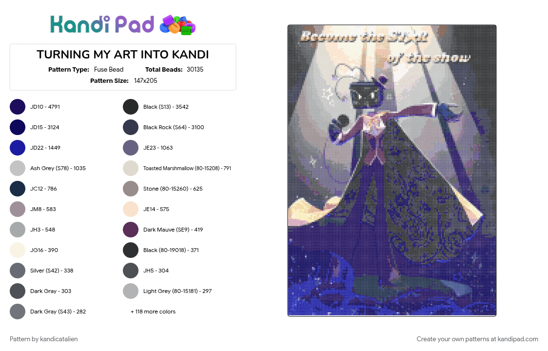 TURNING MY ART INTO KANDI - Fuse Bead Pattern by kandicatalien on Kandi Pad - vee, vee dandys world