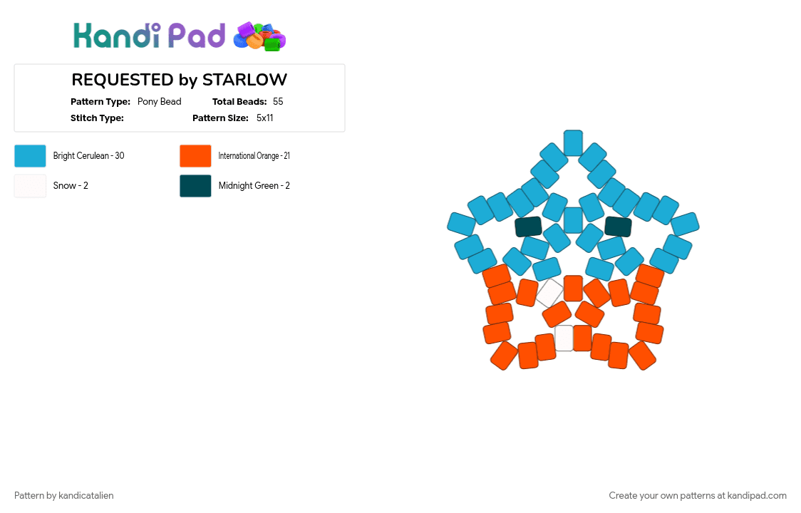 REQUESTED by STARLOW - Pony Bead Pattern by kandicatalien on Kandi Pad - finn, finn dandys world, light blue, orange, starlow