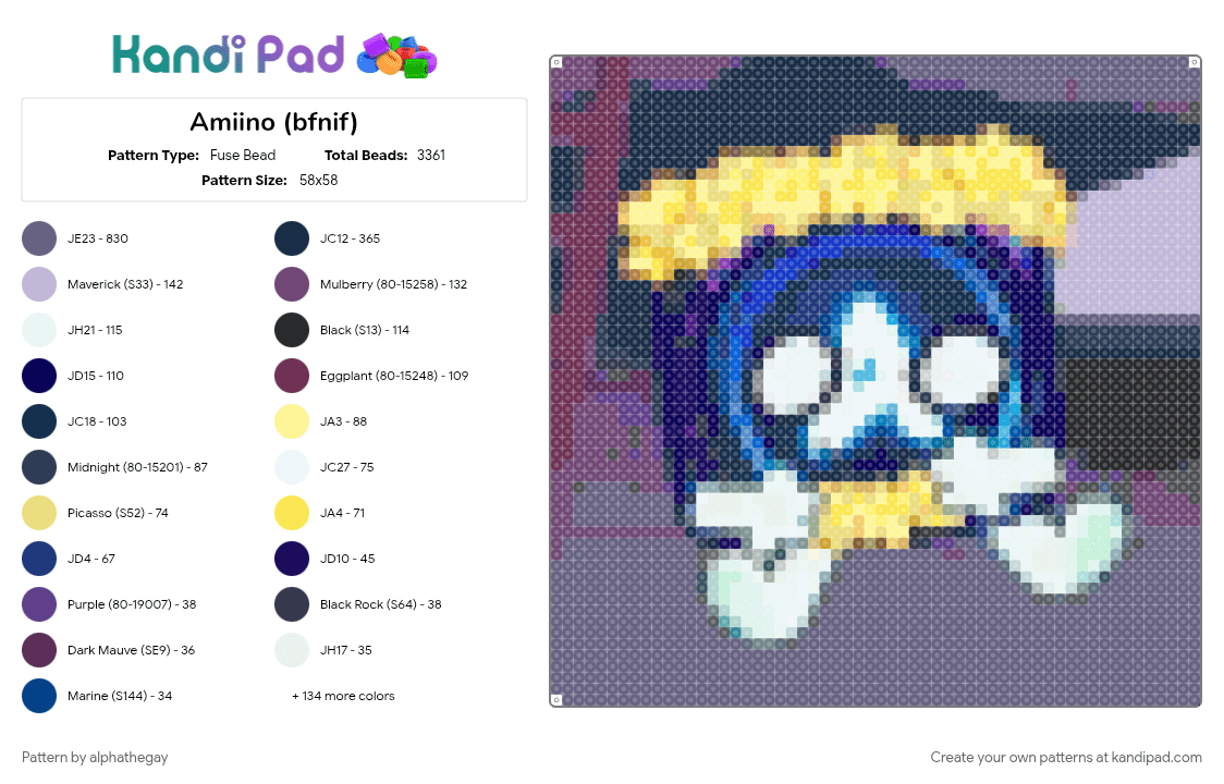 Amiino (bfnif) - Fuse Bead Pattern by alphathegay on Kandi Pad - 