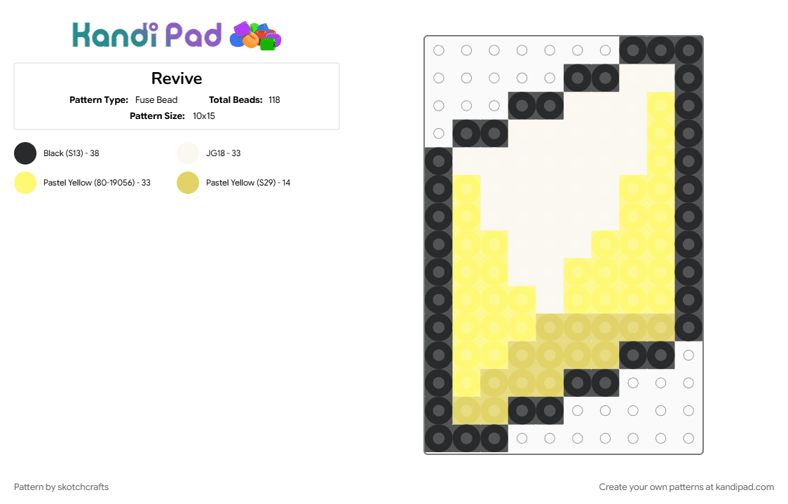 Revive - Fuse Bead Pattern by skotchcrafts on Kandi Pad - pokemon, white, yellow