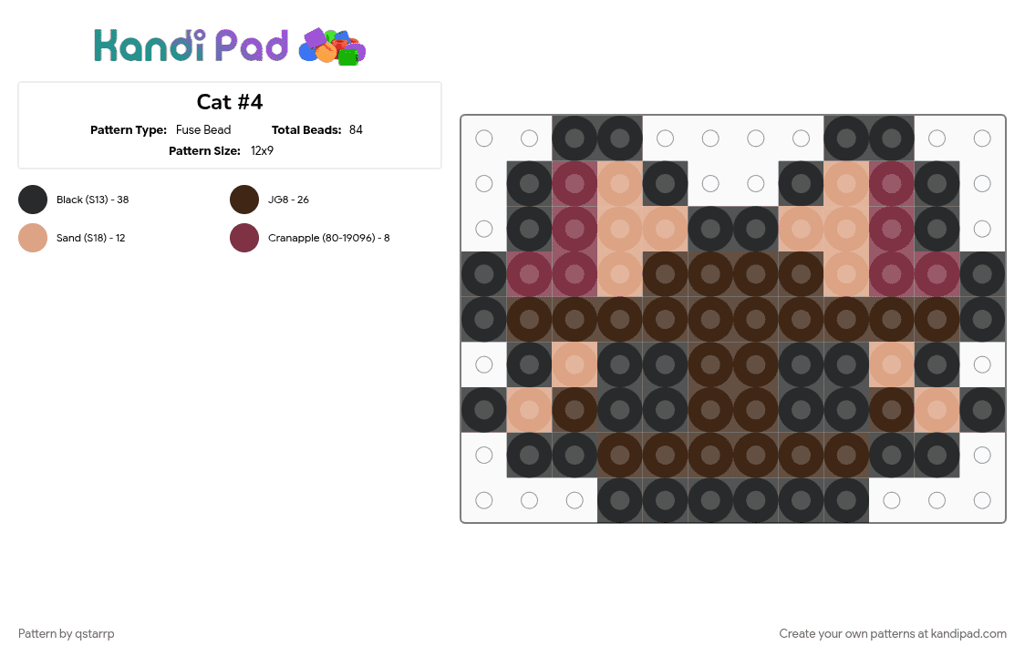 Cat #4 - Fuse Bead Pattern by qstarrp on Kandi Pad - beige, brown