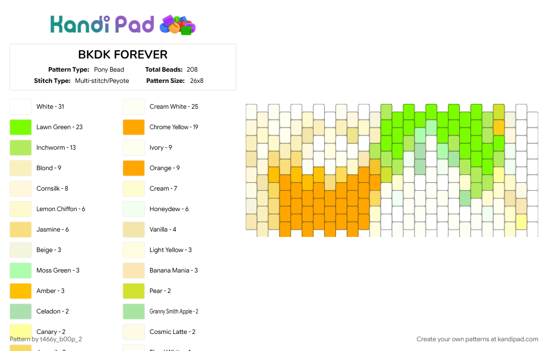 BKDK FOREVER - Pony Bead Pattern by t466y_b00p_2 on Kandi Pad - 