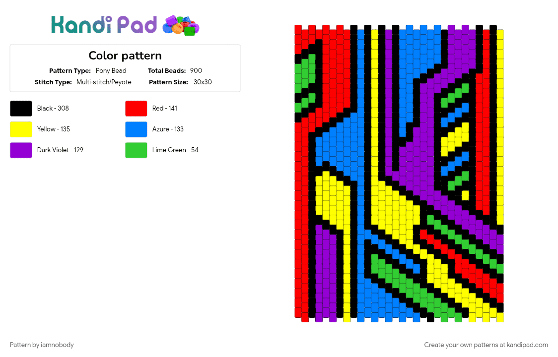 Color pattern - Pony Bead Pattern by iamnobody on Kandi Pad - abstract, banner, blue, colorful, panel, purple, random, red, tapestry, yellow
