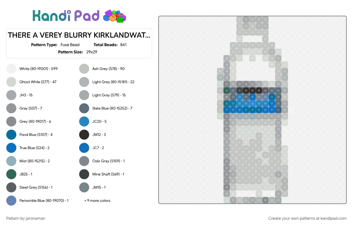THERE A VEREY BLURRY KIRKLANDWATER THING IDK - Fuse Bead Pattern by jaronaman on Kandi Pad - water