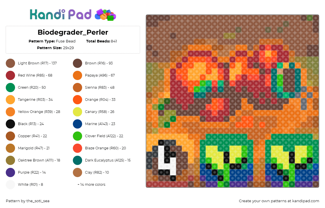 Biodegrader_Perler - Fuse Bead Pattern by the_soti_sea on Kandi Pad - biodegrader,atomicrops,plant,video game,orange