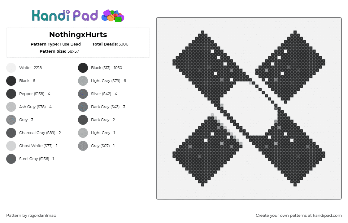 NothingxHurts - Fuse Bead Pattern by itsjordanlmao on Kandi Pad - bandage,bandaid,health,black