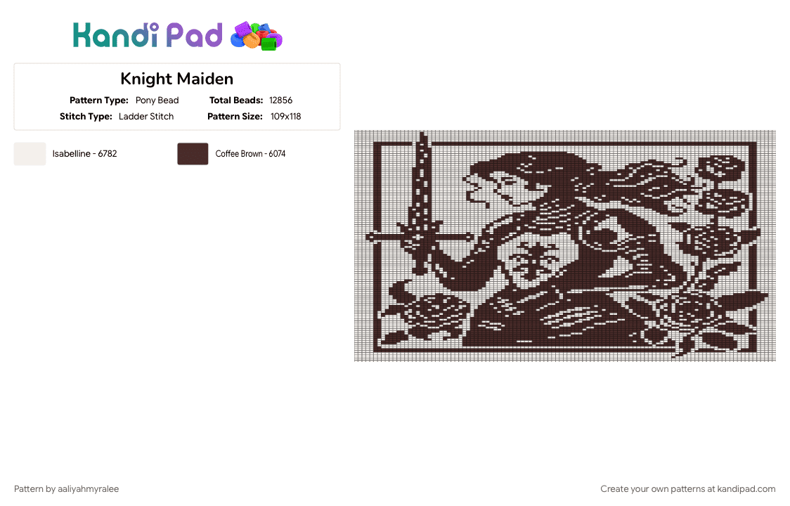 Knight Maiden - Pony Bead Pattern by aaliyahmyralee on Kandi Pad - brown, white