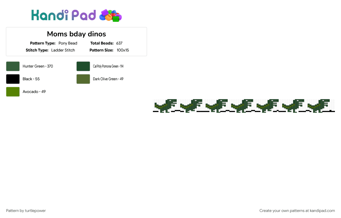 Moms bday dinos - Pony Bead Pattern by turtlepower on Kandi Pad - gray