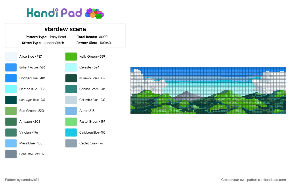 stardew scene - Pony Bead Pattern by camdavis31 on Kandi Pad - light blue