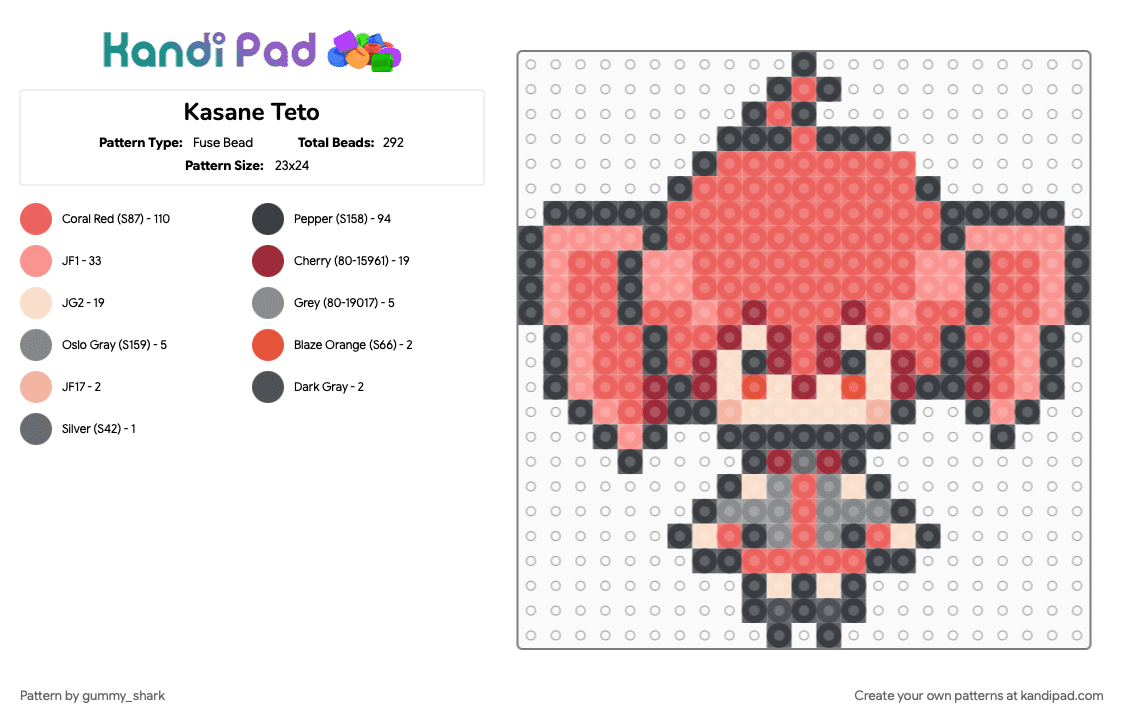 Kasane Teto - Fuse Bead Pattern by gummy_shark on Kandi Pad - red