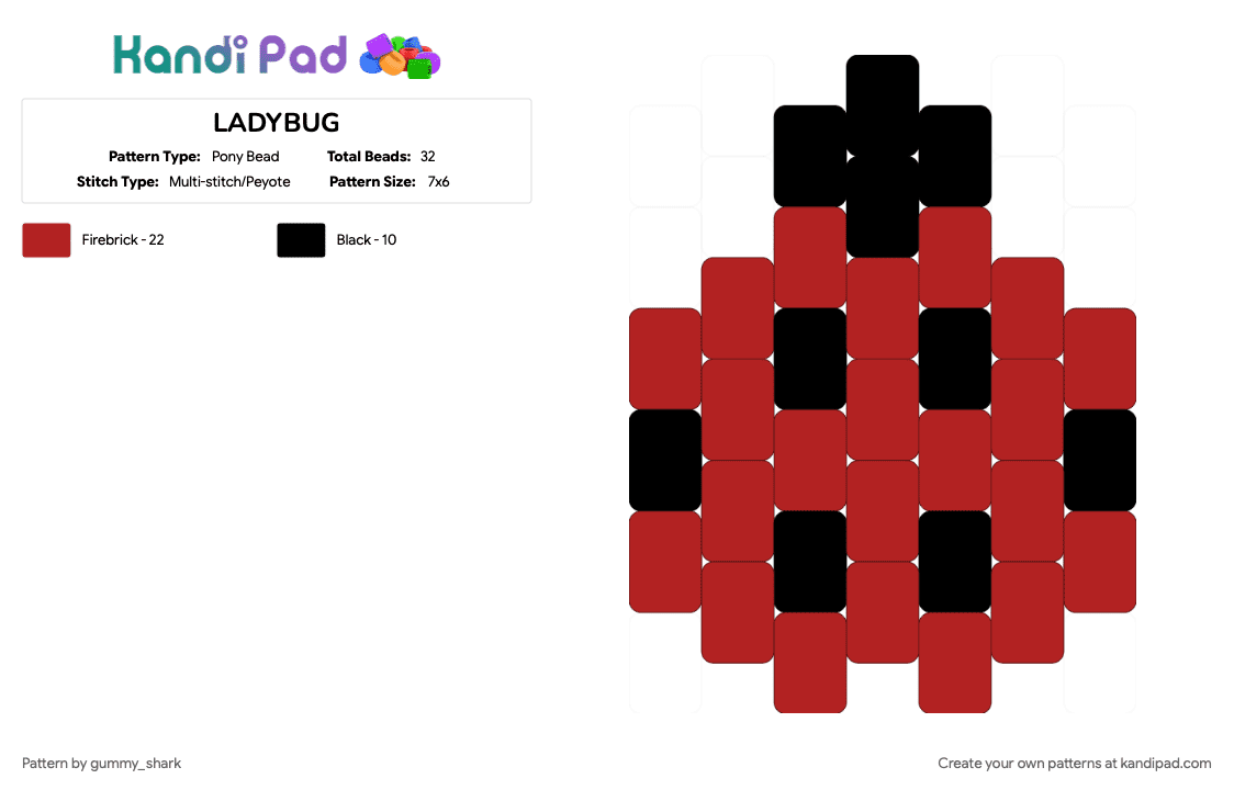LADYBUG - Pony Bead Pattern by gummy_shark on Kandi Pad - black, red