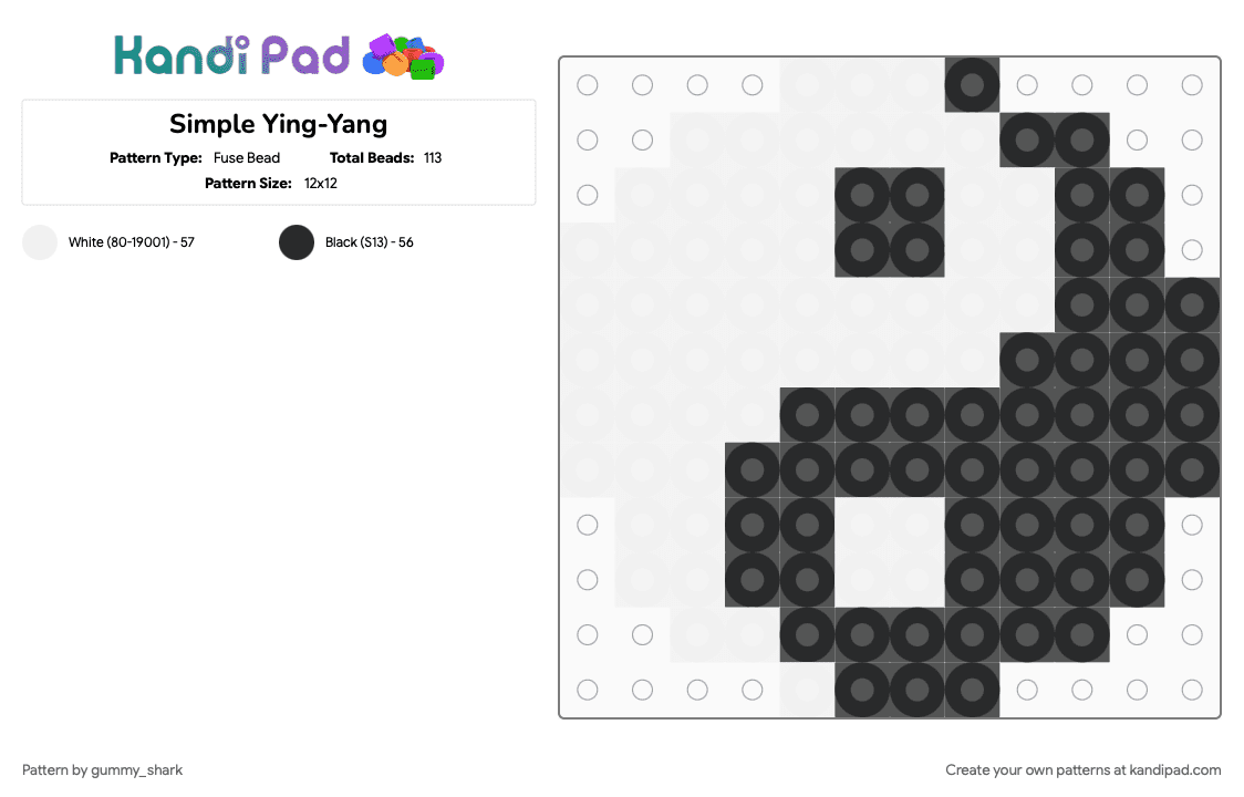 Simple Ying-Yang - Fuse Bead Pattern by gummy_shark on Kandi Pad - black, white