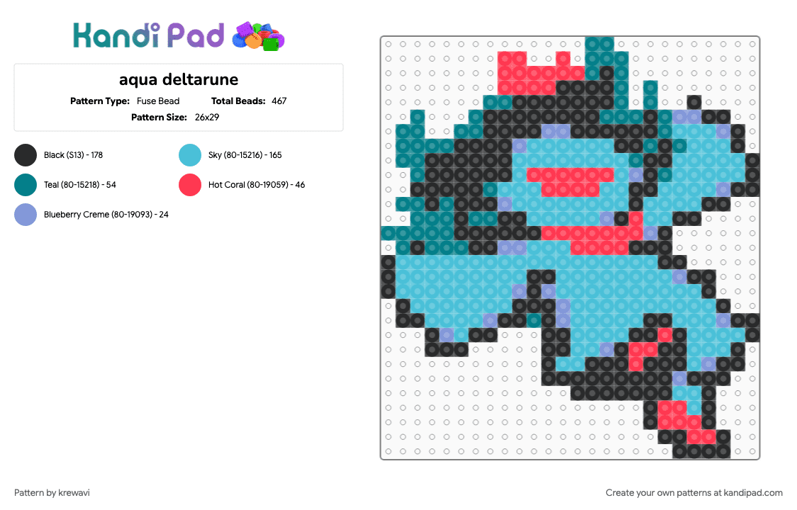 aqua deltarune - Fuse Bead Pattern by krewavi on Kandi Pad - aqua deltarune, deltarune, deltarune chapter 5, light blue