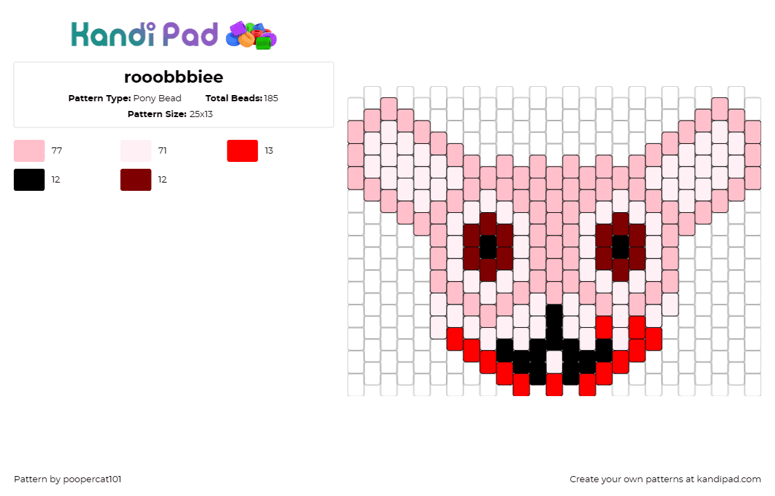 rooobbbiee - Pony Bead Pattern by poopercat101 on Kandi Pad - robbie,rabbit,silent hill,bunny,horror,video game,bloody,pink,red