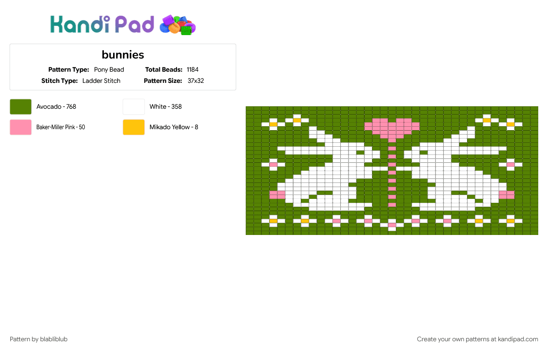 bunnies - Pony Bead Pattern by blabliblub on Kandi Pad - green