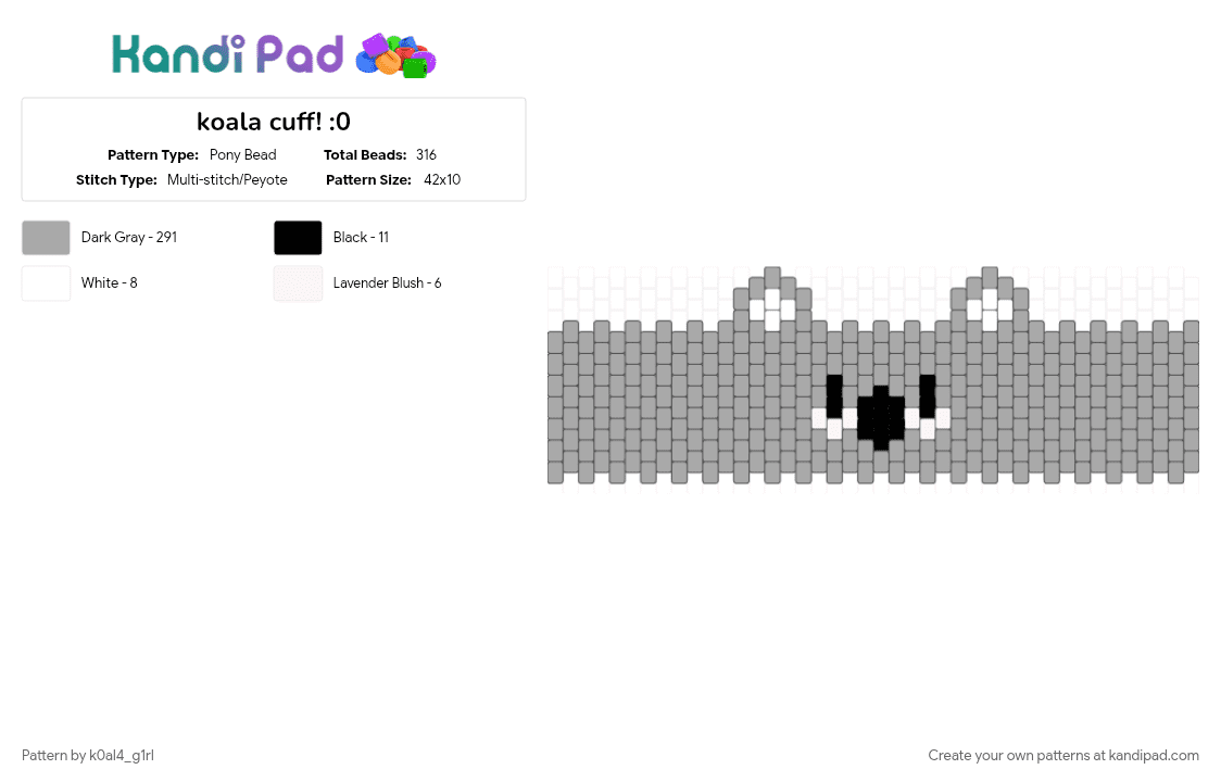 koala cuff! :0 - Pony Bead Pattern by k0al4_g1rl on Kandi Pad - beige