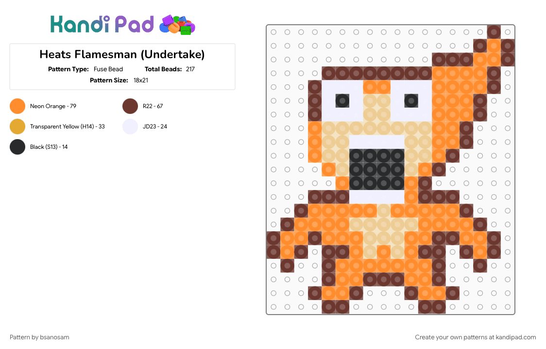 Heats Flamesman (Undertale) - Fuse Bead Pattern by bsanosam on Kandi Pad - heats flamesman, magma hotsguy, toby fox, undertale