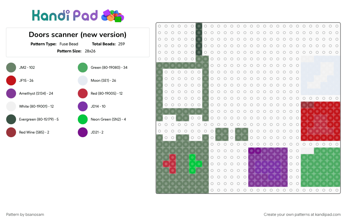 Doors scanner (new version) - Fuse Bead Pattern by bsanosam on Kandi Pad - acessgranted, doors, doorsroblox, robloxdoors, stairwell