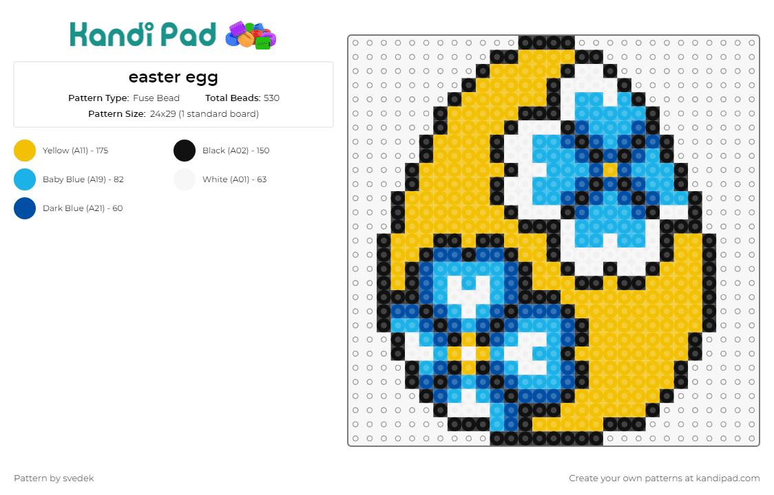 easter egg - Fuse Bead Pattern by svedek on Kandi Pad - egg,easter,flowers,decoration,faberge,spring,celebration,intricate,festive,yellow,blue