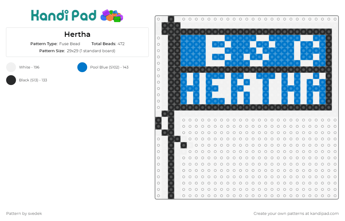 Hertha - Fuse Bead Pattern by svedek on Kandi Pad - hertha bsc,futbol,soccer,club,flag,sports,emblematic,passion,game,blue