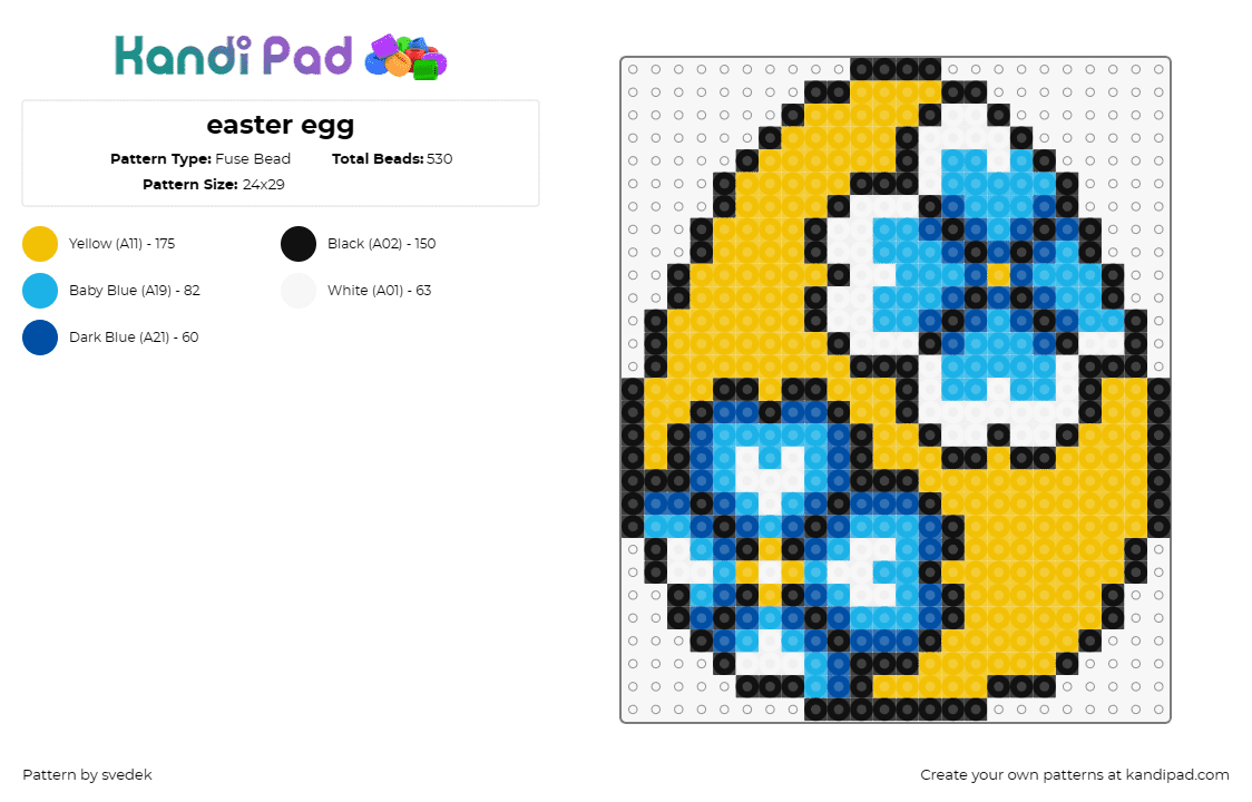 easter egg - Fuse Bead Pattern by svedek on Kandi Pad - egg,easter,flowers,decoration,faberge,spring,celebration,festive,yellow,blue