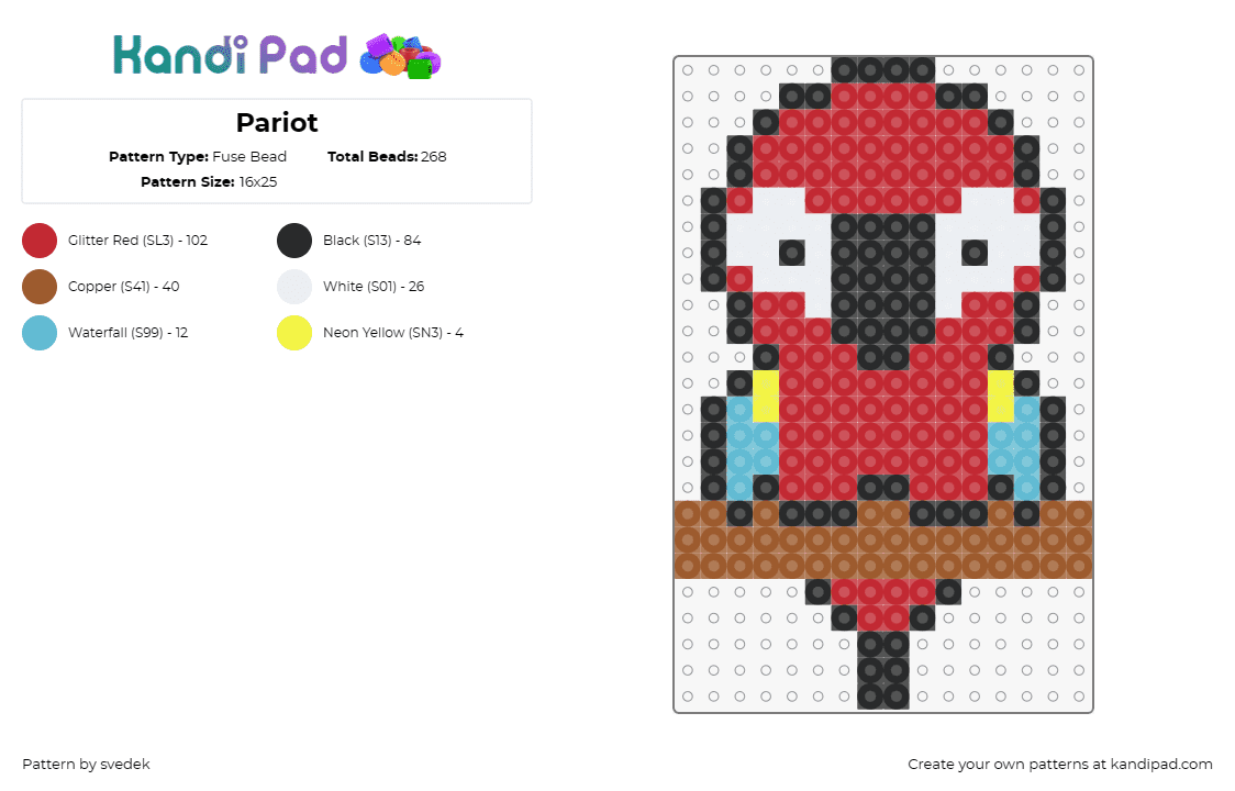 Pariot - Fuse Bead Pattern by svedek on Kandi Pad - parrot,bird,animal,cute,feathers,avian,pet,nature,friendly,red