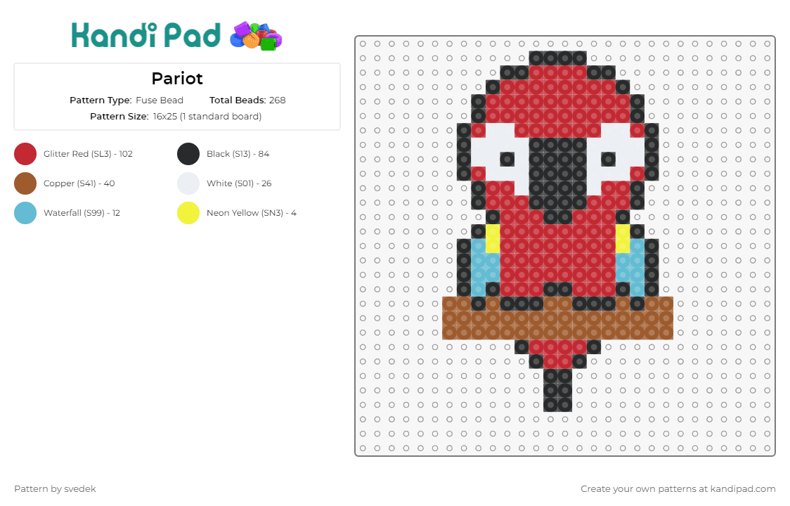 Pariot - Fuse Bead Pattern by svedek on Kandi Pad - parrot,bird,animal,cute,feathers,avian,pet,nature,friendly,red