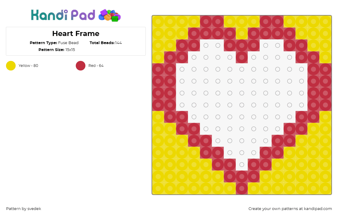 Heart Frame - Fuse Bead Pattern by svedek on Kandi Pad - heart