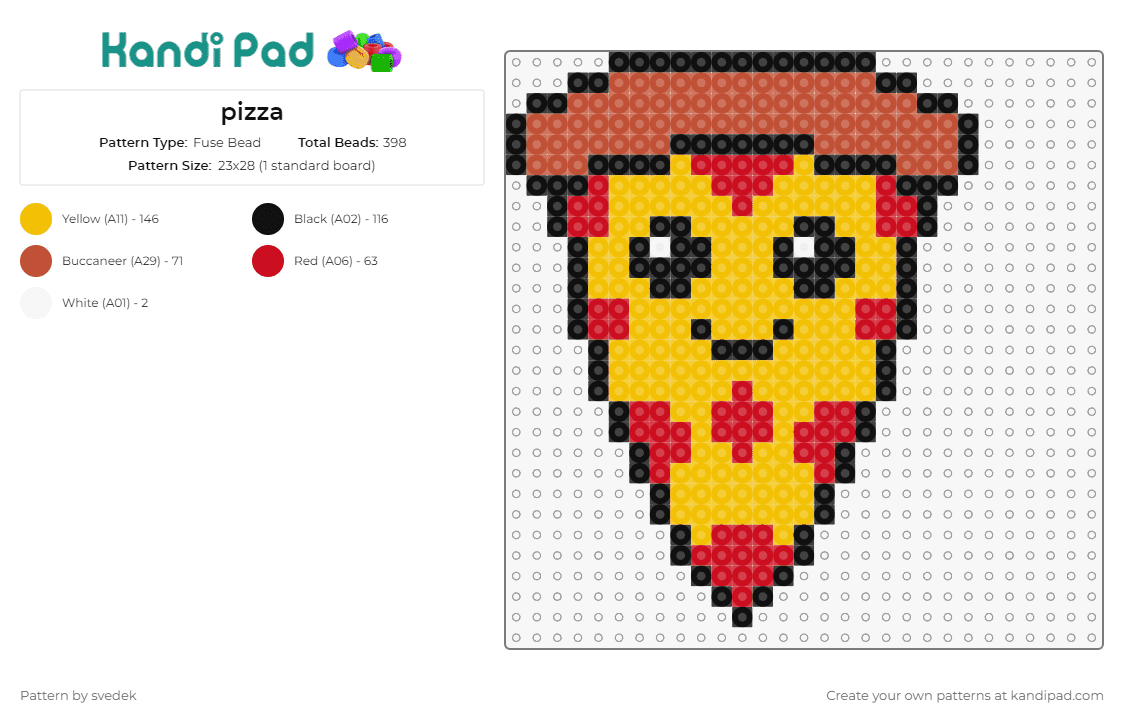 pizza - Fuse Bead Pattern by svedek on Kandi Pad - pizza,food,happy,snack,italian,cheesy,meal