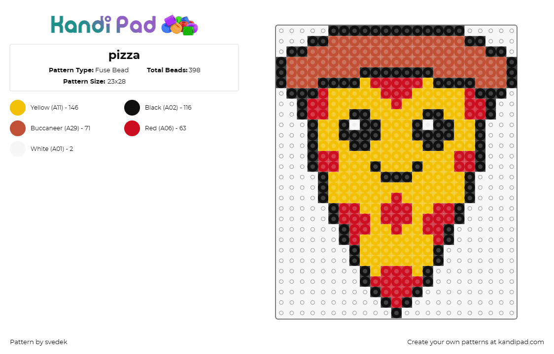 pizza - Fuse Bead Pattern by svedek on Kandi Pad - pizza,food,happy,snack,italian,cheesy,meal