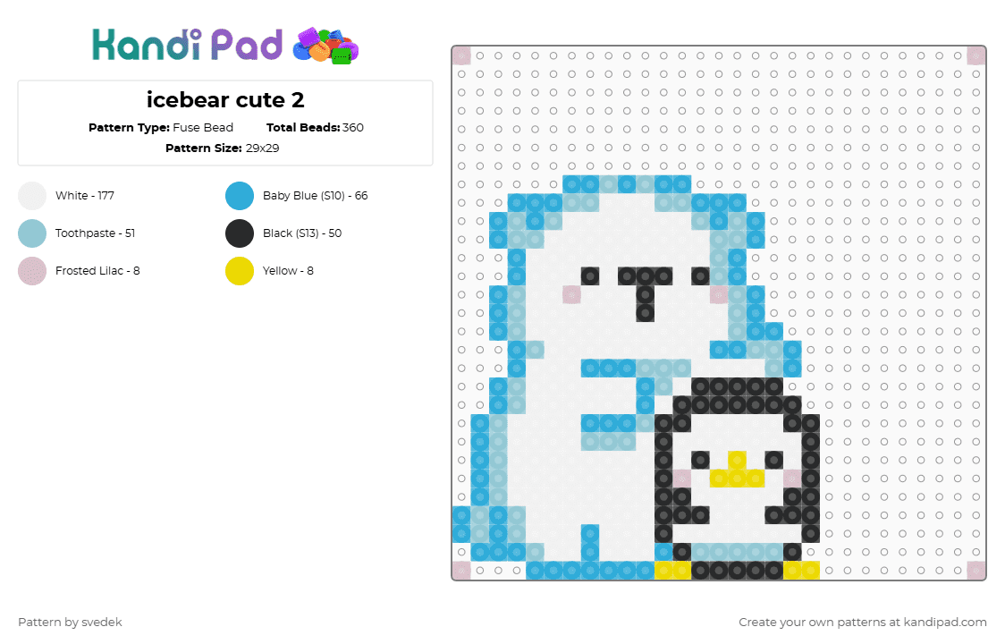 icebear cute 2 - Fuse Bead Pattern by svedek on Kandi Pad - polar bear,penguin,cute,icebear,bear,animal,white,light blue