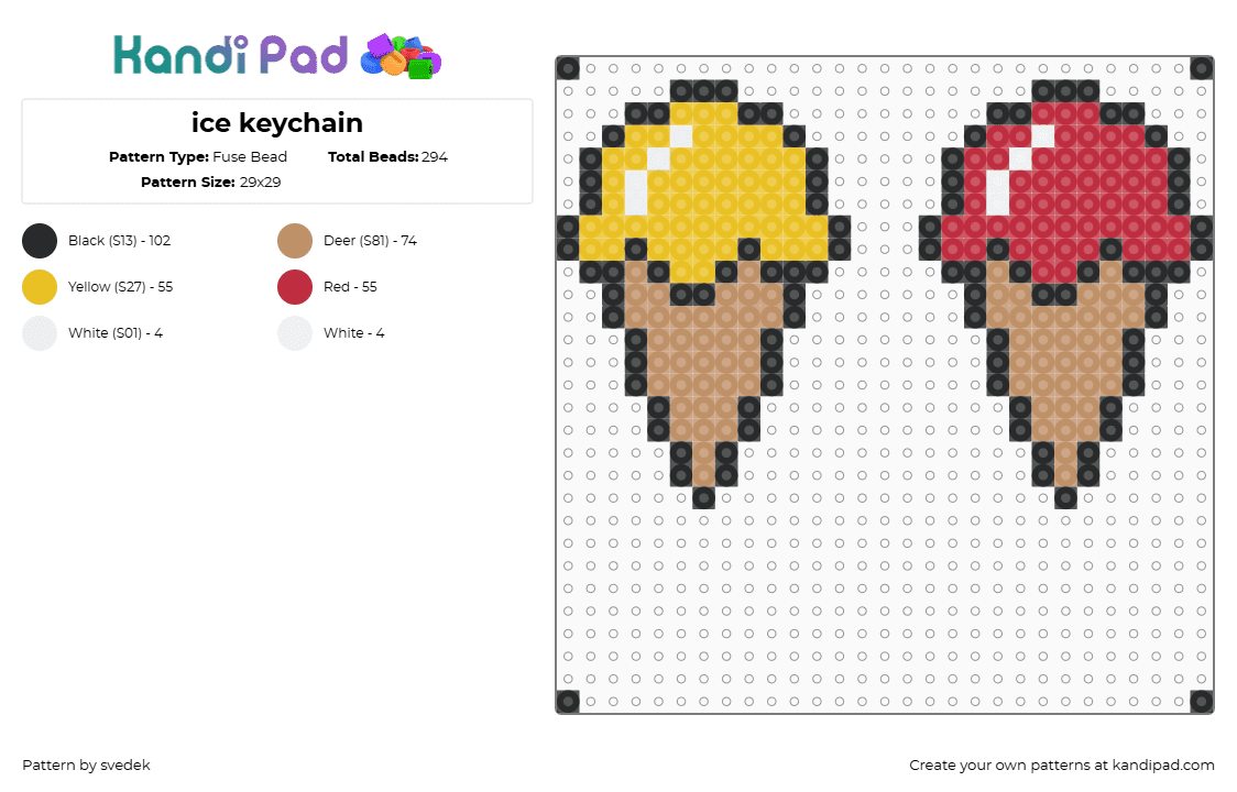 ice keychain - Fuse Bead Pattern by svedek on Kandi Pad - ice cream,dessert,tan