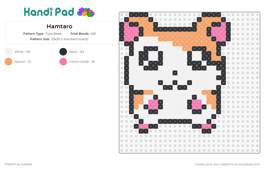 Hamtaro - Fuse Bead Pattern by svedek on Kandi Pad - hamtaro,hamster,animal,cute