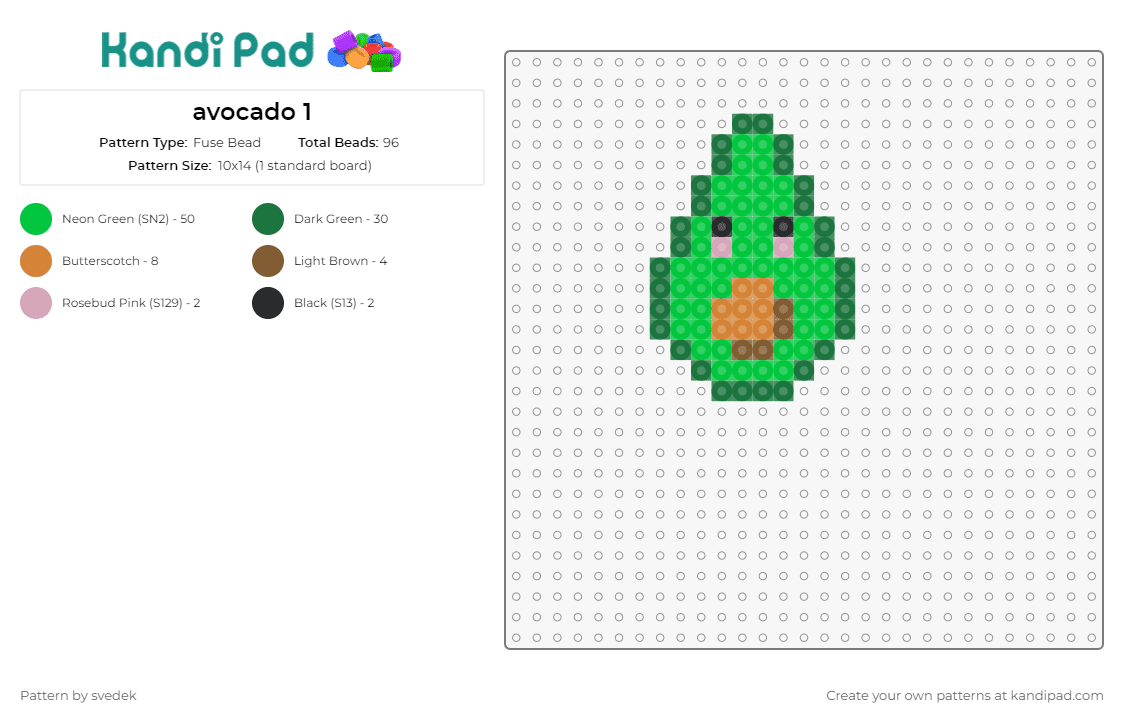 avocado 1 - Fuse Bead Pattern by svedek on Kandi Pad - avocado,food,fruit,charm,cute,simple,green,brown