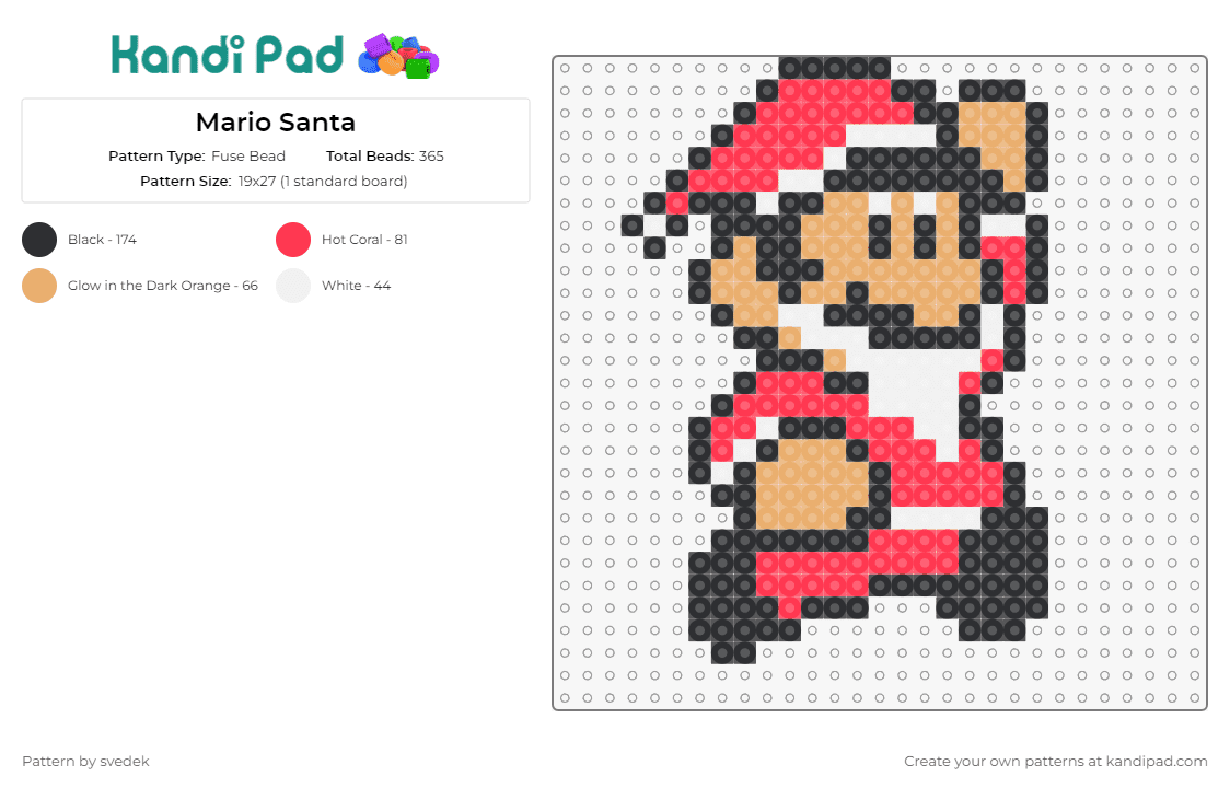 Mario Santa - Fuse Bead Pattern by svedek on Kandi Pad - mario,nintendo,video games,santa,christmas