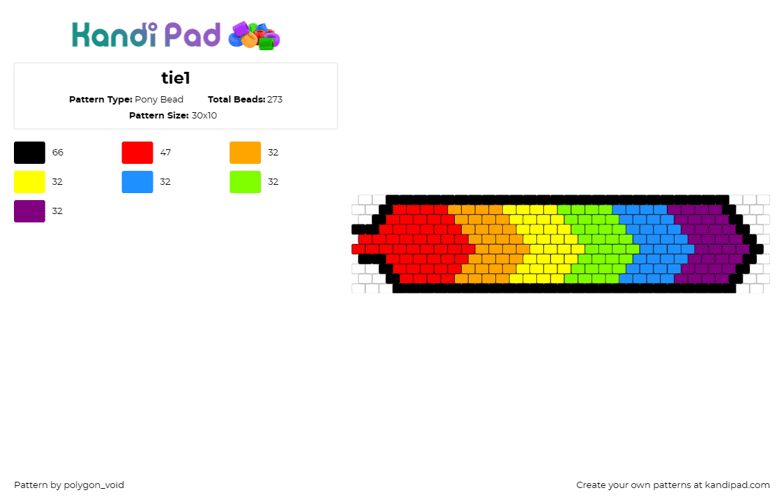 tie1 - Pony Bead Pattern by polygon_void on Kandi Pad - necktie,chevron,rainbow,arrows,clothing,colorful