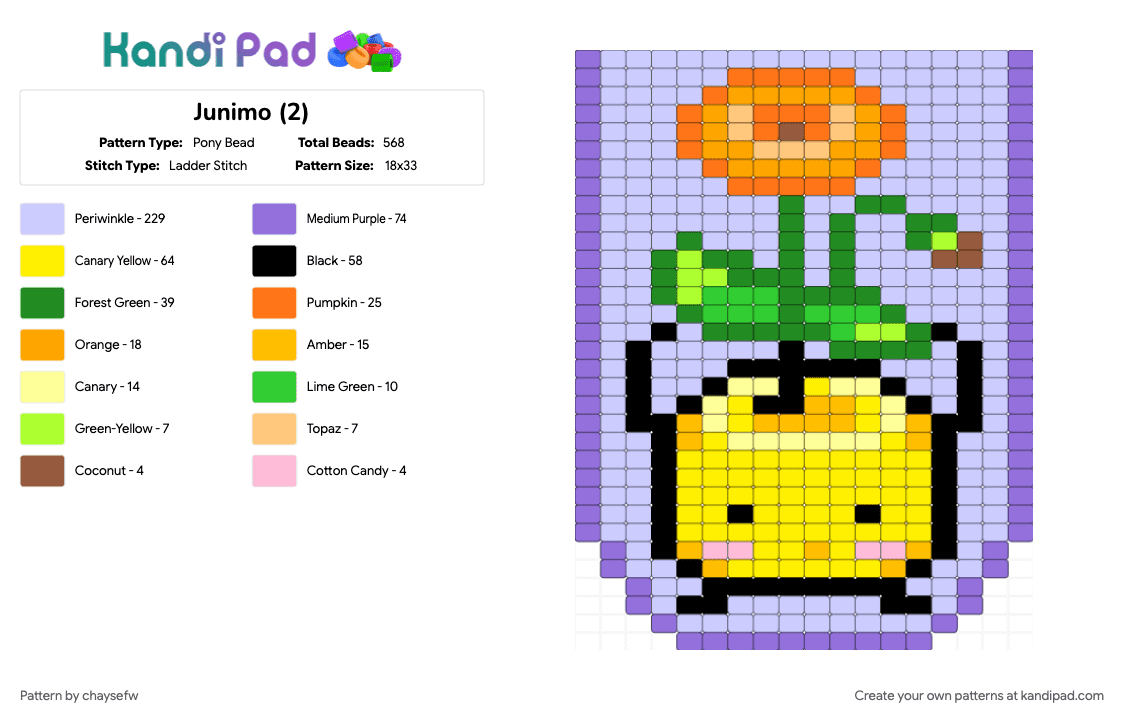 Junimo (2) - Pony Bead Pattern by chaysefw on Kandi Pad - pink, yellow