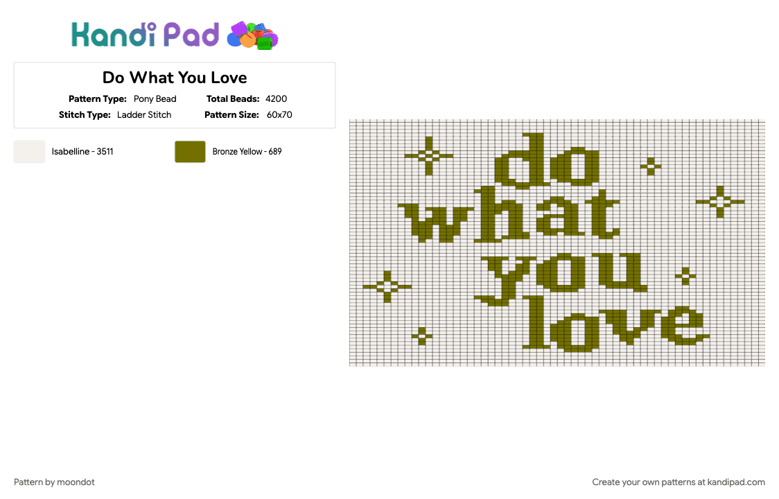 Do What You Love - Pony Bead Pattern by moondot on Kandi Pad - white