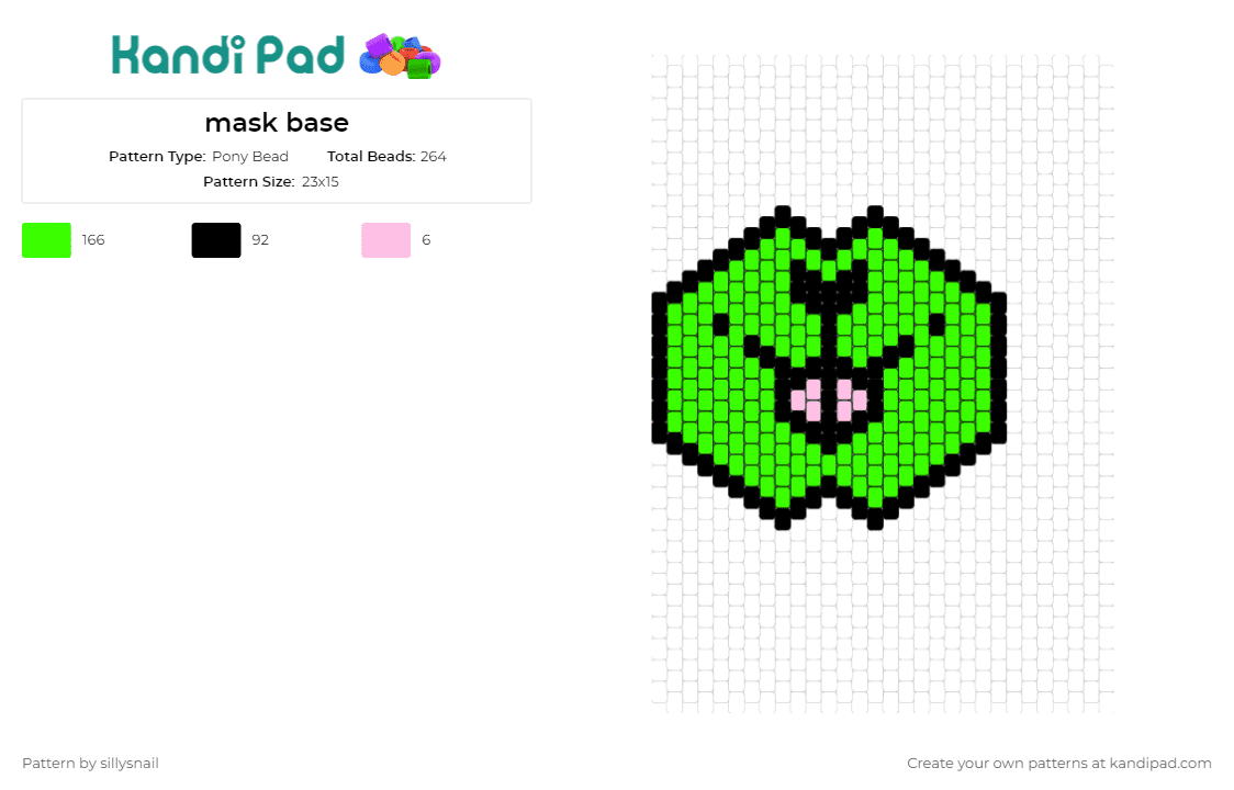 mask base - Pony Bead Pattern by sillysnail on Kandi Pad - mask,smile,happy,clothing,clothes