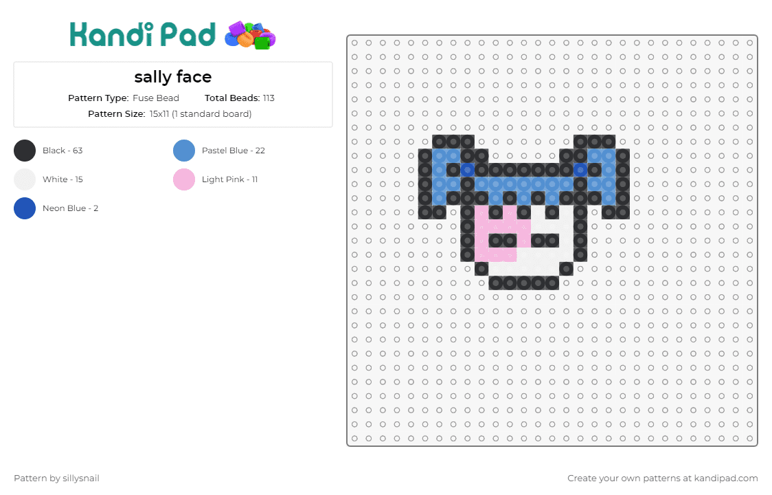 Awesome Face Perler Bead Pattern / Bead Sprite - Sans Pixel Art