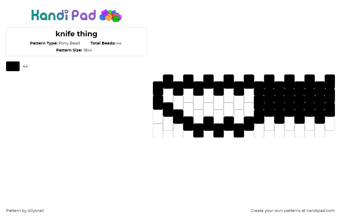 knife thing - Pony Bead Pattern by sillysnail on Kandi Pad - knife,utensil