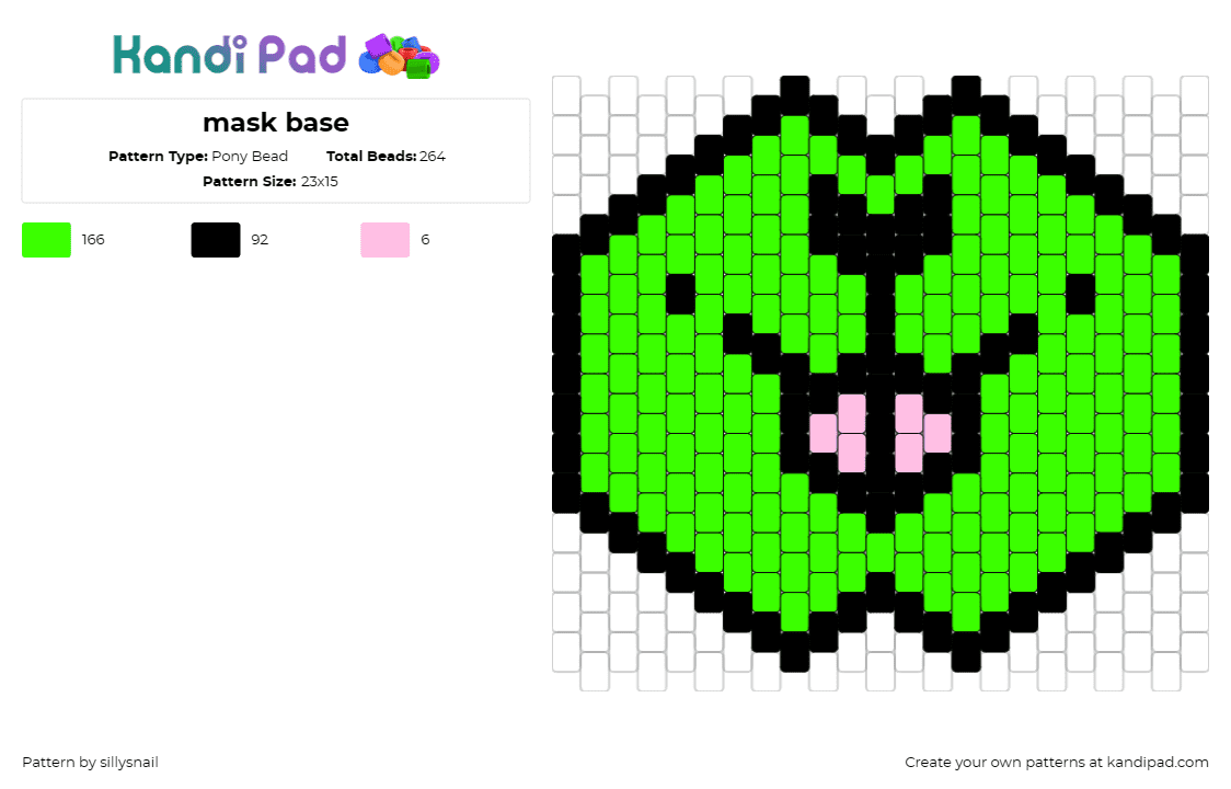 mask base - Pony Bead Pattern by sillysnail on Kandi Pad - mask,smile,happy,clothing,clothes