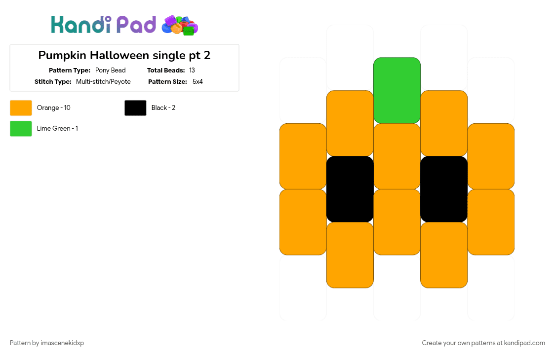 Pumpkin Halloween single pt 2 - Pony Bead Pattern by imascenekidxp on Kandi Pad - 