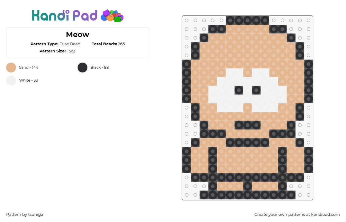 Meow - Fuse Bead Pattern by tsuhiga on Kandi Pad - meow,south park,cartoon,tv show,character,nude,naked,tan