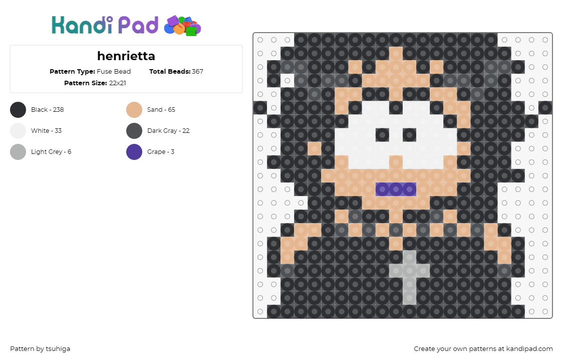 henrietta - Fuse Bead Pattern by tsuhiga on Kandi Pad - henrietta,south park,character,cartoon,tv show,black,tan